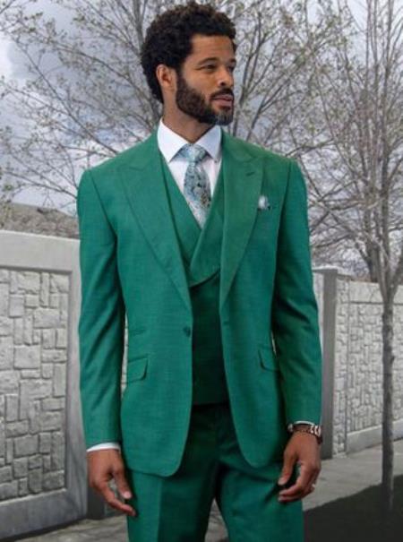 Men 3 Piece Suit Forest