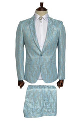 Turqoise Paisley Tuxedo - Fashion Prom Tuxedo - Wedding Tuxedo