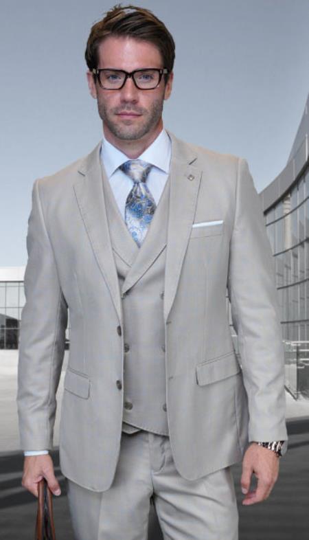 Mens Suit Super 150 Italian Fabric Suit - Tan