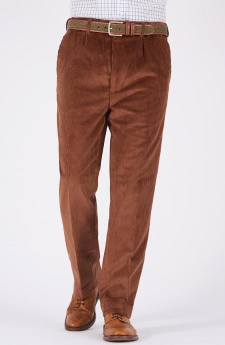 Toffee Pleated County Corduroy Pants