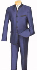 Mandarin Collar Tuxedo - Mandarin Tuxedo - No Collar Suit - Blue Suit