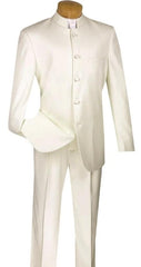 Mandarin Collar Tuxedo - Mandarin Tuxedo - No Collar Suit - Ivory Suit