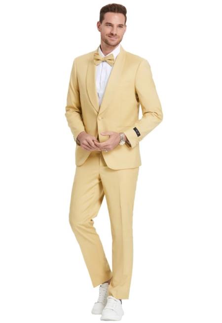 Prom Suit - Light Gold Prom Tuxedo - Summer Slim Fit Suits