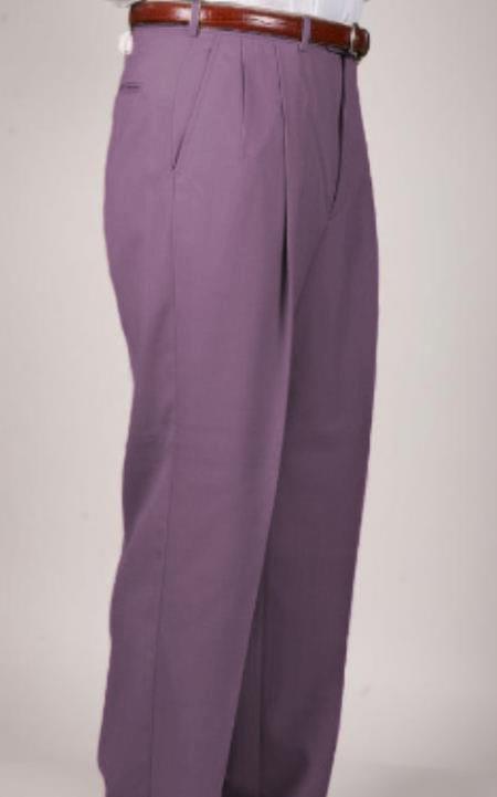 Zacchi Mens Dress Pleated Lavender Slacks - Colorful Pants