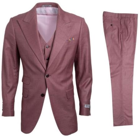 Stacy Adams Suit Mens 3 Piece Vested Suit Salmon Wedding