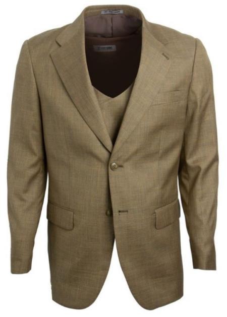 Stacy Adams Suit Mens Oatmeal Beige 3 Piece Suit