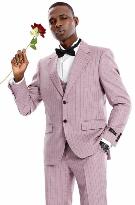 Summer Suits - Pinstripe Suit - Vested Suit - Dusty Rose