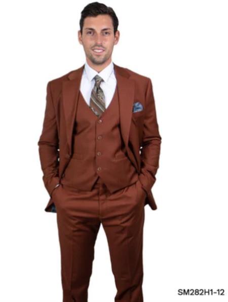 Stacy Adams Suit Hybrid Fit Suit Terracotta Brown