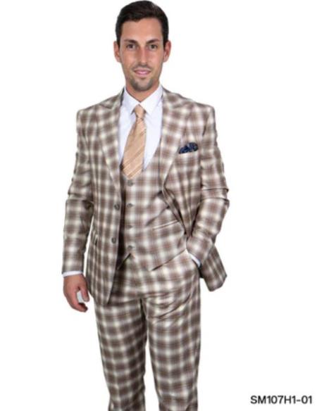 Stacy Adams Suit Hybrid Fit Suit Tan Brown