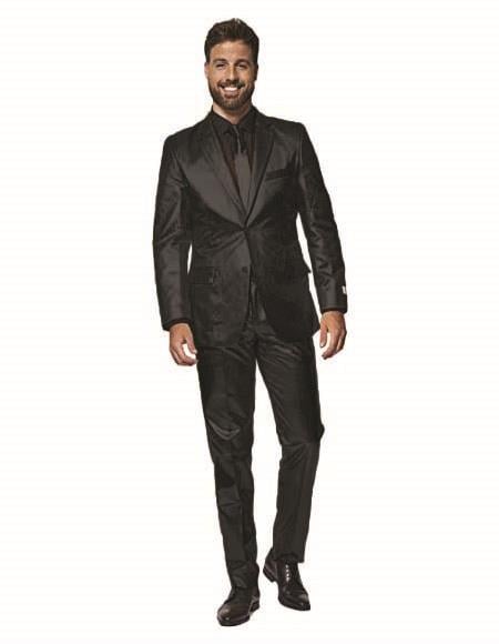 Shiny Metallic Party Black Suit