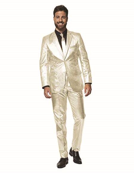 Shiny Metallic Party Champagne Suit