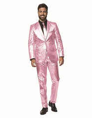 Shiny Metallic Party Pink Suit