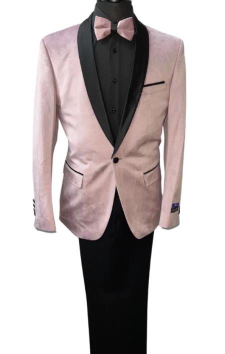 SKU#JA61428 Blush Tuxedo - Light Pink Tuxedo Suit