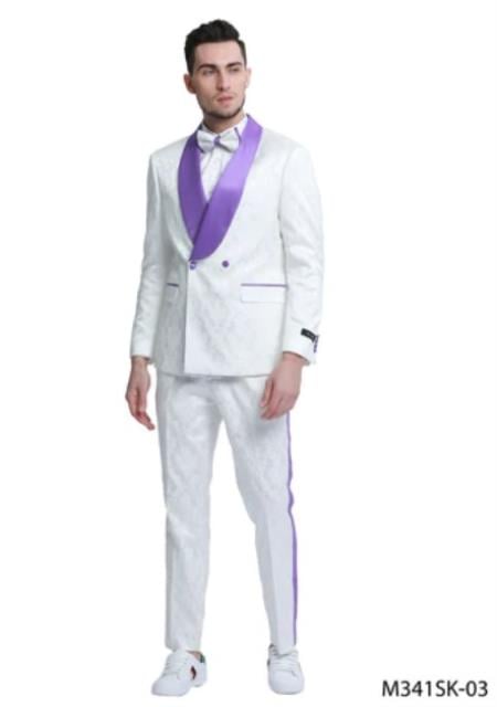 White and White Tuxedo Suit - Prom Suit - Prom Wedding Suit