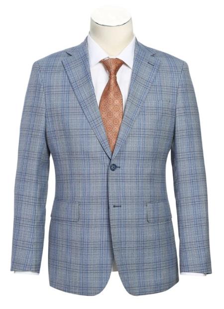 Plaid Suit - Mens Windowpane Suit By English Laundry Designer Brand - Light Gray