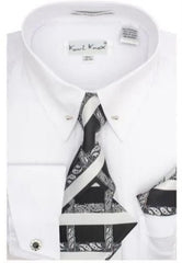 White Pin Collar Dress Shirt With Collar Bar