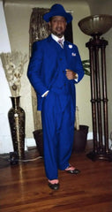 Wide Leg Pleated Pants Pants - 100% Wool Suit - Double Breasted Vest Peak Lapel - Classic Fit Suit - Vested Suit - Cobalt Blue