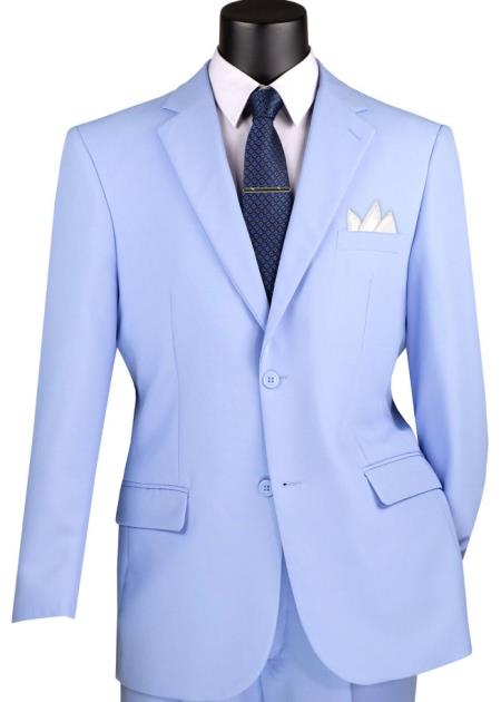 Vinci Mens Light Blue 2-Button Peak Lapel Modern-Fit Suit