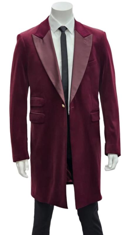 Zoot Suit Made of Velvet Fabric - 1920s Velvet Suit (Black Pants) - Burgundy