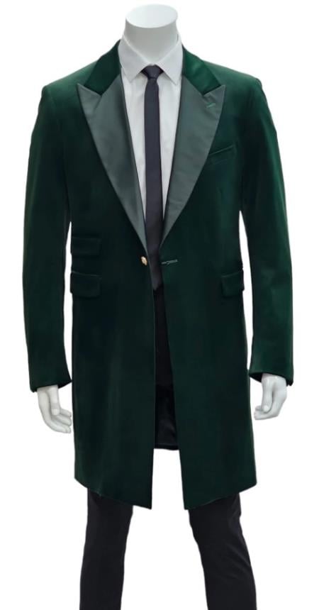 Zoot Suit Made of Velvet Fabric - 1920s Velvet Suit (Black Pants) - Green